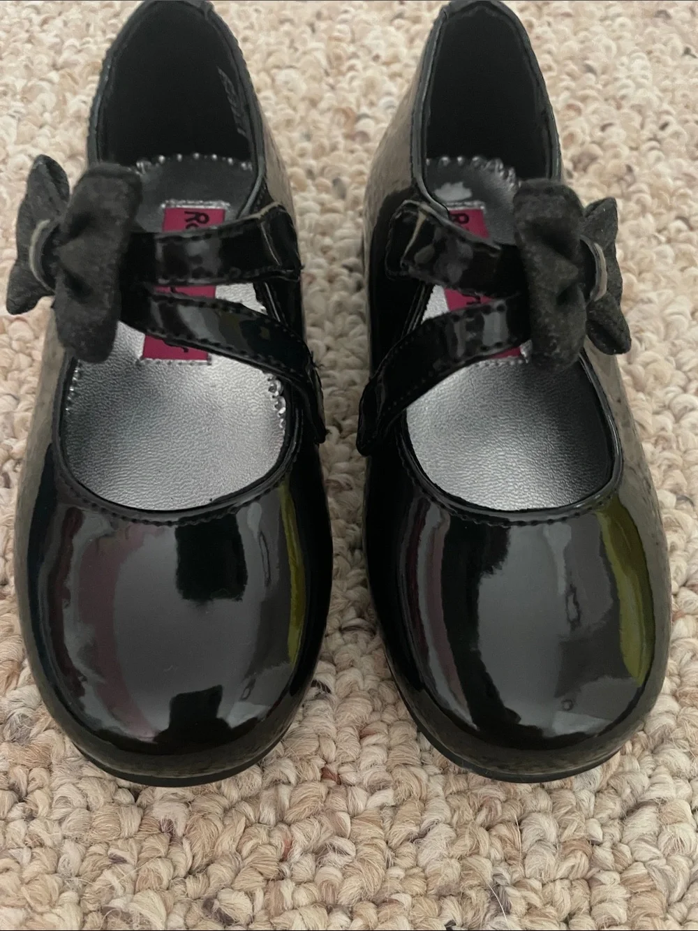 Rachel Shoes Black Patent Mary Janes with Bow Strap